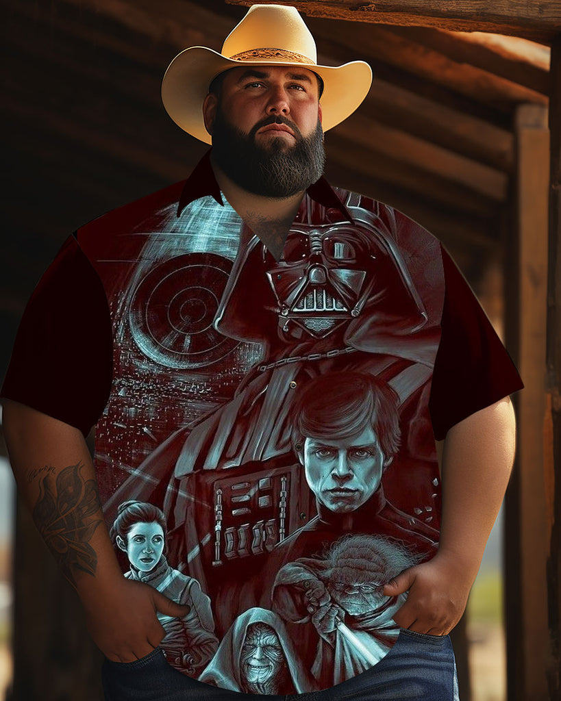 Comfortable Dark Side Hot Movie Printed Men's Plus Size  Short Sleeve Shirt