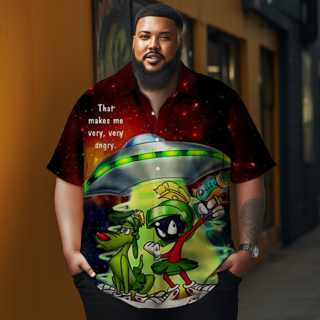 Men's Christmas Cartoon illustration printed  Plus Size Short Sleeve Shirt