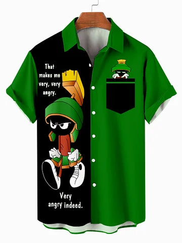 Men's Christmas Cartoon  illustration printed  Plus Size Short Sleeve Shirt