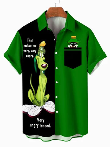 Men's Christmas Cartoon  illustration printed  Plus Size Short Sleeve Shirt