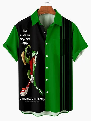 Men's Christmas Cartoon illustration printed  Plus Size Short Sleeve Shirt