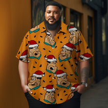 Load image into Gallery viewer, Men&#39;s Christmas Cartoon illustration printed  Plus Size Short Sleeve Shirt