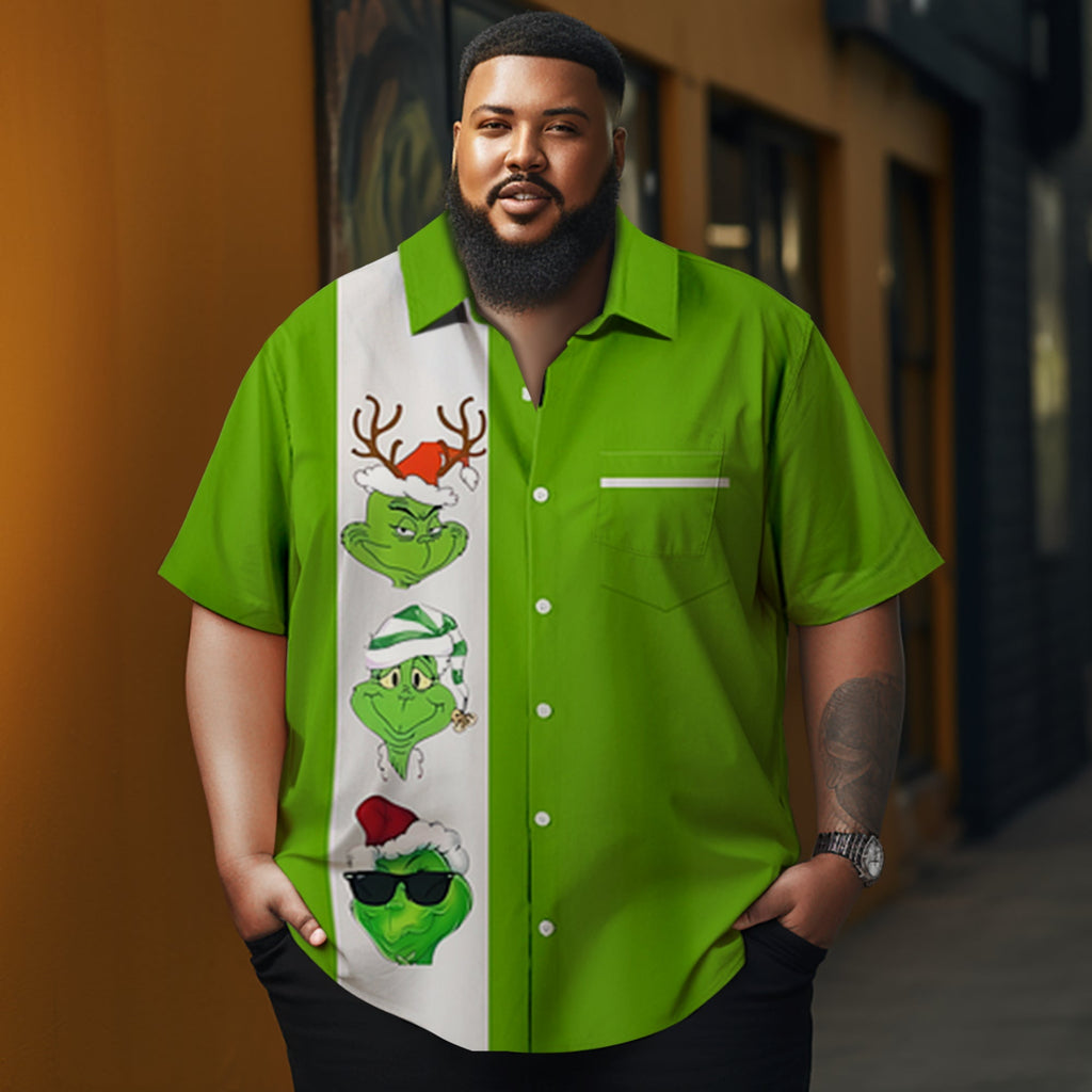 Men's Christmas Cartoon illustration printed  Plus Size Short Sleeve Shirt