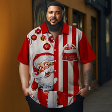 Load image into Gallery viewer, Men&#39;s Christmas Cartoon stripes  illustration printed  Plus Size Short Sleeve Shirt