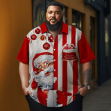 Men's Christmas Cartoon stripes  illustration printed  Plus Size Short Sleeve Shirt