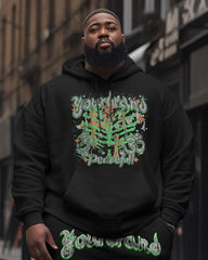 Men's Plus Size Yourrand Peacefull Hoodie Two-Piece Set