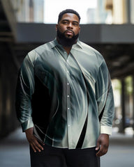 Men's Plus Size Leisure Art Personality Long Sleeve Lapel Long Sleeve Shirt