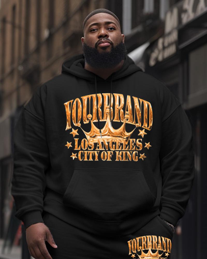 Men's Plus Size Yourrand Los Angeles City Of King Hoodie Two-Piece Set