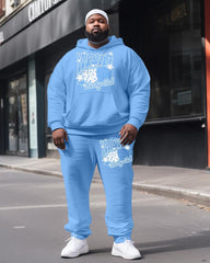 Men's Plus Size Dice Stars luncky Club Hoodie Two-Piece Set