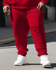 Plus Size Men's 1909 Color Matching Sweatershir Two-Piece Set