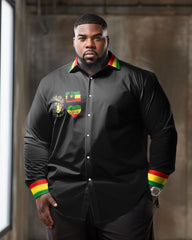 Men's Plus Size Reggae Music Long Sleeve Lapel Shirt