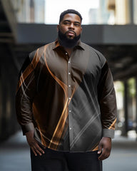 Men's Plus Size Leisure Gold Art Personality Long Sleeve Lapel Long Sleeve Shirt